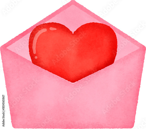 A heart is painted on a pink envelope