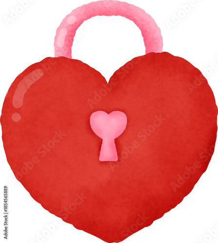 A red heart with a pink lock on it