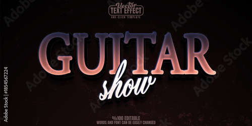 Guitar editable text effect, customizable retro and music 3d font style