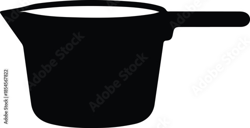 Silhouette kitchen measuring cup utensil with handle and pouring spout Vector Illustration