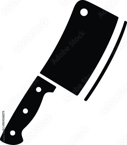 Silhouette Meat Cleaver Kitchen Tool Culinary Utensil Professional Equipment Vector Illustration