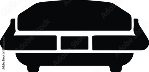 Silhouette Modern Sofa Couch Furniture Home Interior Design Element Vector Illustration