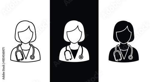 Doctor icon set - Solid icons vector collection - Vector icon set - Line and glyph solid icon set - Icon vector - Flat Design Icon
