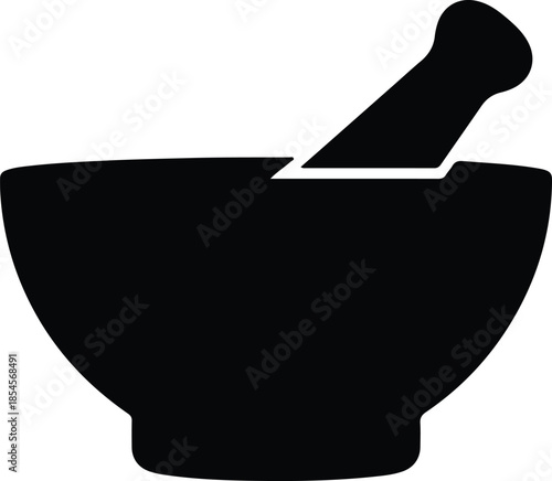 Silhouette Mortar Pestle Pharmacy Symbol Grinding Tool Icon Vector Illustration