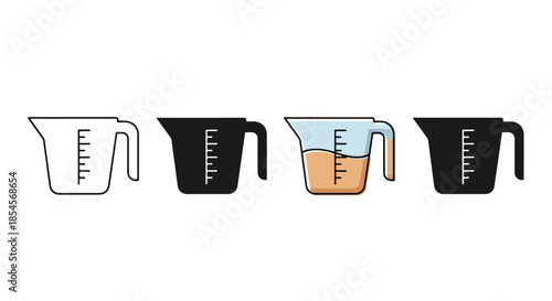 Measurement cups icon set - Solid icons vector collection - Vector icon set - Line and glyph solid icon set - Icon vector - Flat Design Icon