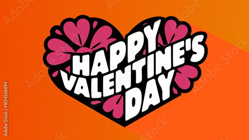 Happy Valentine's Day Heart and Flower Design