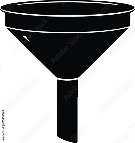 Silhouette simple black funnel kitchen laboratory tool for pouring liquids Vector Illustration