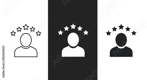 Icon set of people with stars - Solid icons vector collection - Vector icon set - Line and glyph solid icon set - Icon vector - Flat Design Icon