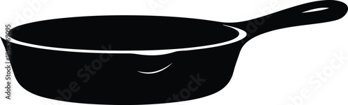 Silhouette Simple Frying Pan Kitchen Cooking Utensil Restaurant Equipment Vector Illustration