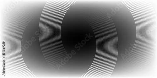 Abstract geometric black and white background with overlapping layers in a bright space with line effect decoration. illustration