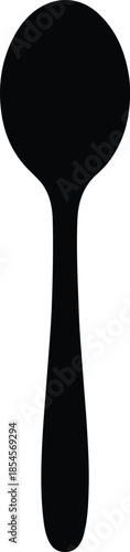 Silhouette Simple Kitchen Utensil Spoon Object Isolated On White Background Vector Illustration