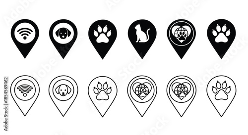 Pet-friendly locations icon set - Solid icons vector collection - Vector icon set - Line and glyph solid icon set - Icon vector - Flat Design Icon