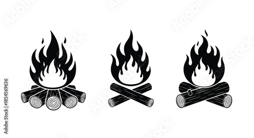 Campfire icon set - Solid icons vector collection - Vector icon set - Line and glyph solid icon set - Icon vector - Flat Design Icon