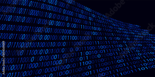 Creative vector illustration of stream of binary code. Computer matrix background art design. Digits on screen. Abstract concept graphic data, technology, decryption, algorithm, encryption element