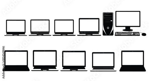 Computer and laptop icons set - Solid icons vector collection - Vector icon set - Line and glyph solid icon set - Icon vector - Flat Design Icon