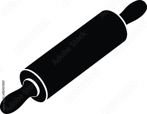 Silhouette Wooden Rolling Pin Kitchen Utensil Baking Tool Icon Outline Vector Illustration