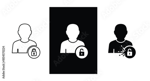 User privacy and security icons - Solid icons vector collection - Vector icon set - Line and glyph solid icon set - Icon vector - Flat Design Icon
