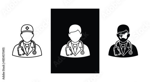 Medical professionals icon set - Solid icons vector collection - Vector icon set - Line and glyph solid icon set - Icon vector - Flat Design Icon