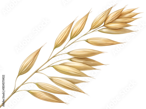 Watercolor Golden Oat Spike isolated on a transparent background