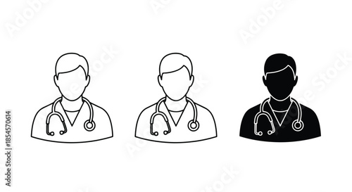 Doctor icon set - Solid icons vector collection - Vector icon set - Line and glyph solid icon set - Icon vector - Flat Design Icon