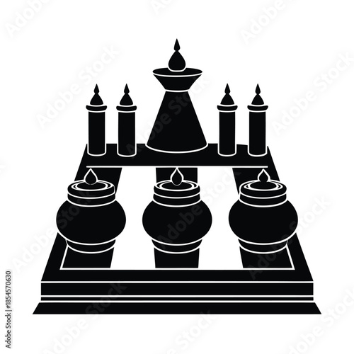 Ritual Pots On Temple Floor Icon