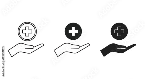 Medical aid icon set - Solid icons vector collection - Vector icon set - Line and glyph solid icon set - Icon vector - Flat Design Icon