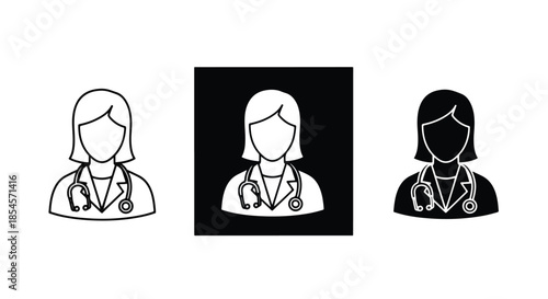 Doctor icon set - Solid icons vector collection - Vector icon set - Line and glyph solid icon set - Icon vector - Flat Design Icon