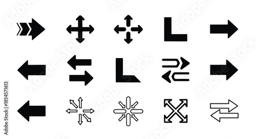 Navigation and direction vector icon set - Solid icons vector collection - Vector icon set - Line and glyph solid icon set - Icon vector - Flat Design Icon