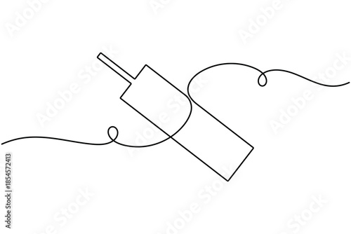 Cricket bat icon sign continuous one line drawing international sports equipment on white background minimalist clean symbol outline vector illustration