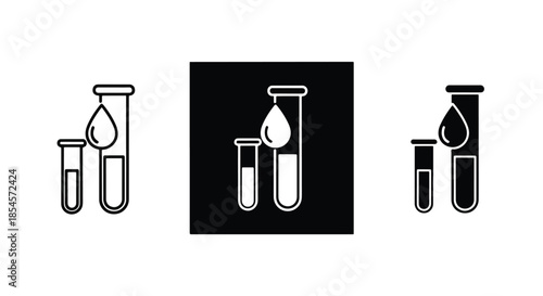 Laboratory test tubes icon set - Solid icons vector collection - Vector icon set - Line and glyph solid icon set - Icon vector - Flat Design Icon