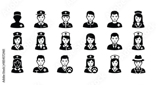 Medical profession icon set - Solid icons vector collection - Vector icon set - Line and glyph solid icon set - Icon vector - Flat Design Icon