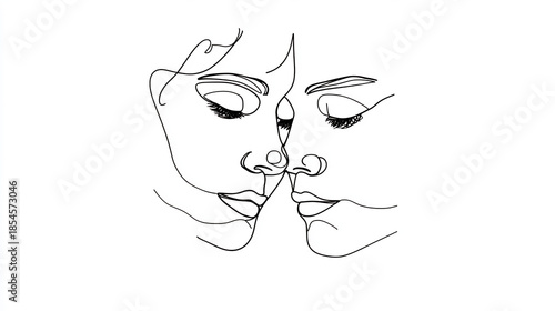 Elegant Continuous Line Illustration of Two Faces