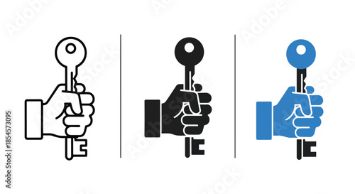 Key hand icons - Solid icons vector collection - Vector icon set - Line and glyph solid icon set - Icon vector - Flat Design Icon