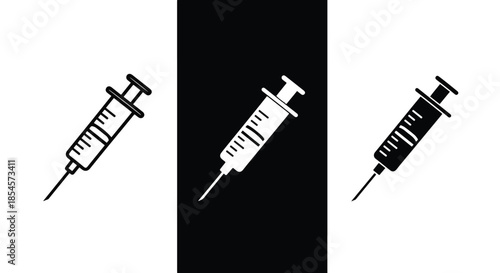 Medical syringe icon set - Solid icons vector collection - Vector icon set - Line and glyph solid icon set - Icon vector - Flat Design Icon
