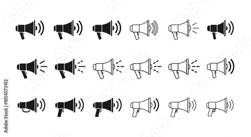 Loudspeaker icon set - Solid icons vector collection - Vector icon set - Line and glyph solid icon set - Icon vector - Flat Design Icon