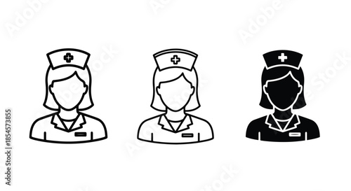 Nurse icon set - Solid icons vector collection - Vector icon set - Line and glyph solid icon set - Icon vector - Flat Design Icon