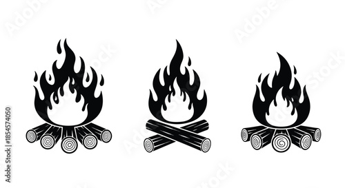 Campfire vector icon set - Solid icons vector collection - Vector icon set - Line and glyph solid icon set - Icon vector - Flat Design Icon