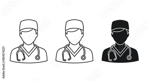 Medical professionals icon set - Solid icons vector collection - Vector icon set - Line and glyph solid icon set - Icon vector - Flat Design Icon