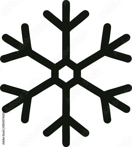 Minimalist Black Snowflake Icon – Geometric Winter Symbol Vector