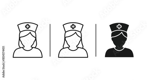 Nurse icon set - Solid icons vector collection - Vector icon set - Line and glyph solid icon set - Icon vector - Flat Design Icon