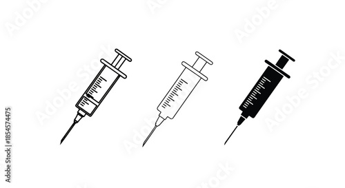 Medical syringe icon set - Solid icons vector collection - Vector icon set - Line and glyph solid icon set - Icon vector - Flat Design Icon