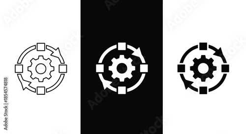 Gear icon set - Solid icons vector collection - Vector icon set - Line and glyph solid icon set - Icon vector - Flat Design Icon