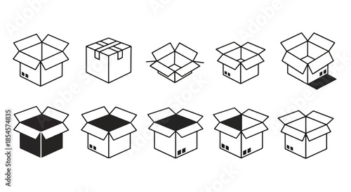 Box icon set - Solid icons vector collection - Vector icon set - Line and glyph solid icon set - Icon vector - Flat Design Icon