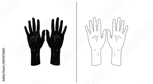 Hand gestures icon set - Solid icons vector collection - Vector icon set - Line and glyph solid icon set - Icon vector - Flat Design Icon