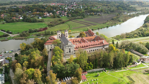 Bild auf Leinwand Aerial view of Benedictine Abbey in Tyniec