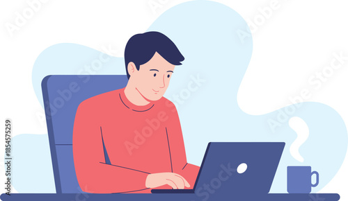 Person working on laptop Vector