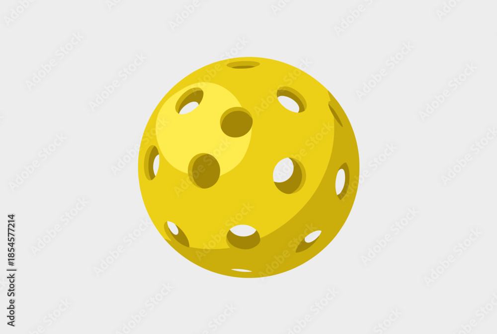 Fototapeta premium Yellow Pickleball Illustration on a White Background