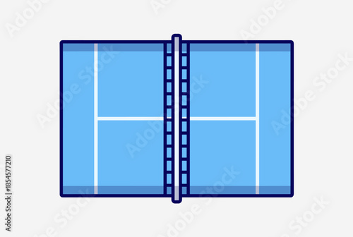 Flat Design Illustration of a Blue Tennis Court from Above