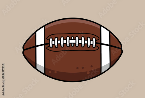 Stylized Brown American Football with White Laces and Stripes