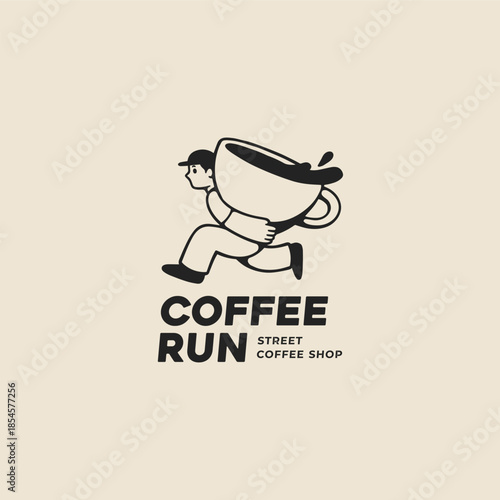 Coffee Run Vintage Mascot Logo